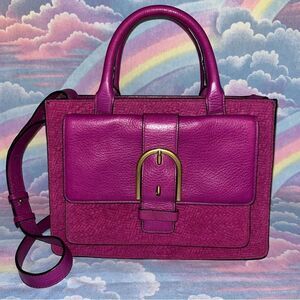 Fossil Purple and Pink Satchel with Gold Buckle